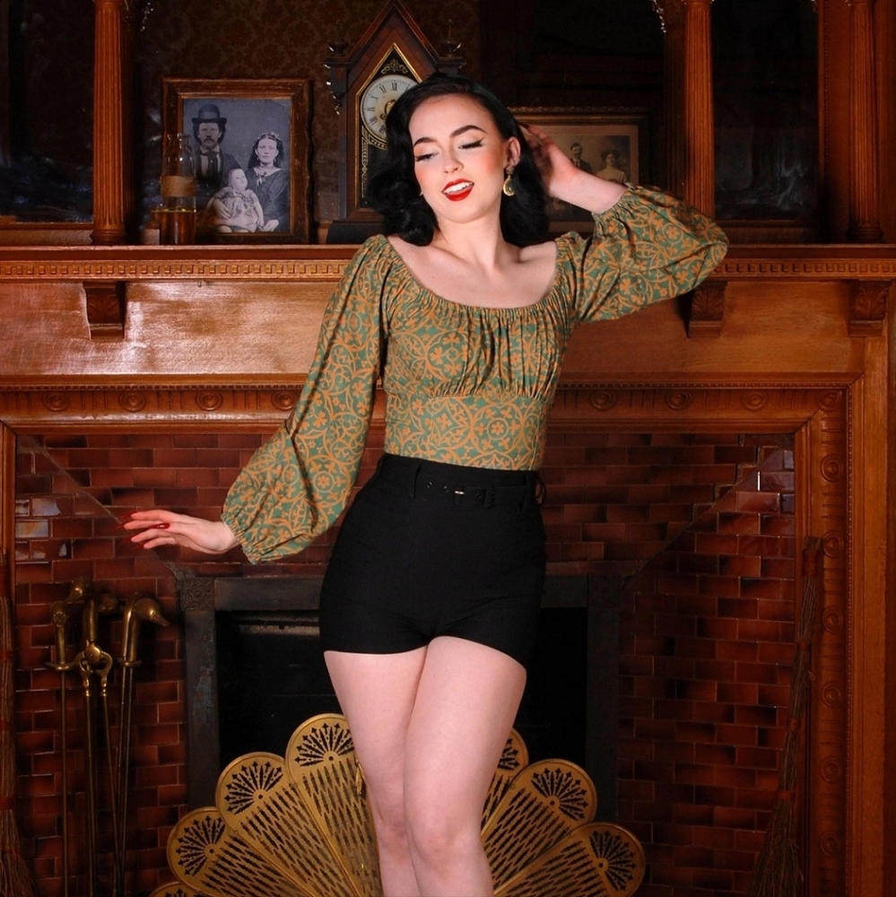 NWT Pinup Girl Clothing Swann Top Gold Medallions